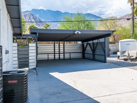 custom steel garage in Palm Springs renovated by Joshua Brock